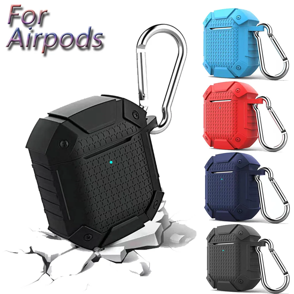 

Earphone Cover Silicone Luxury Heavy Duty Armor Protective Shock Proof Wireless Charging Airpod Cover Skin With Keychain L705