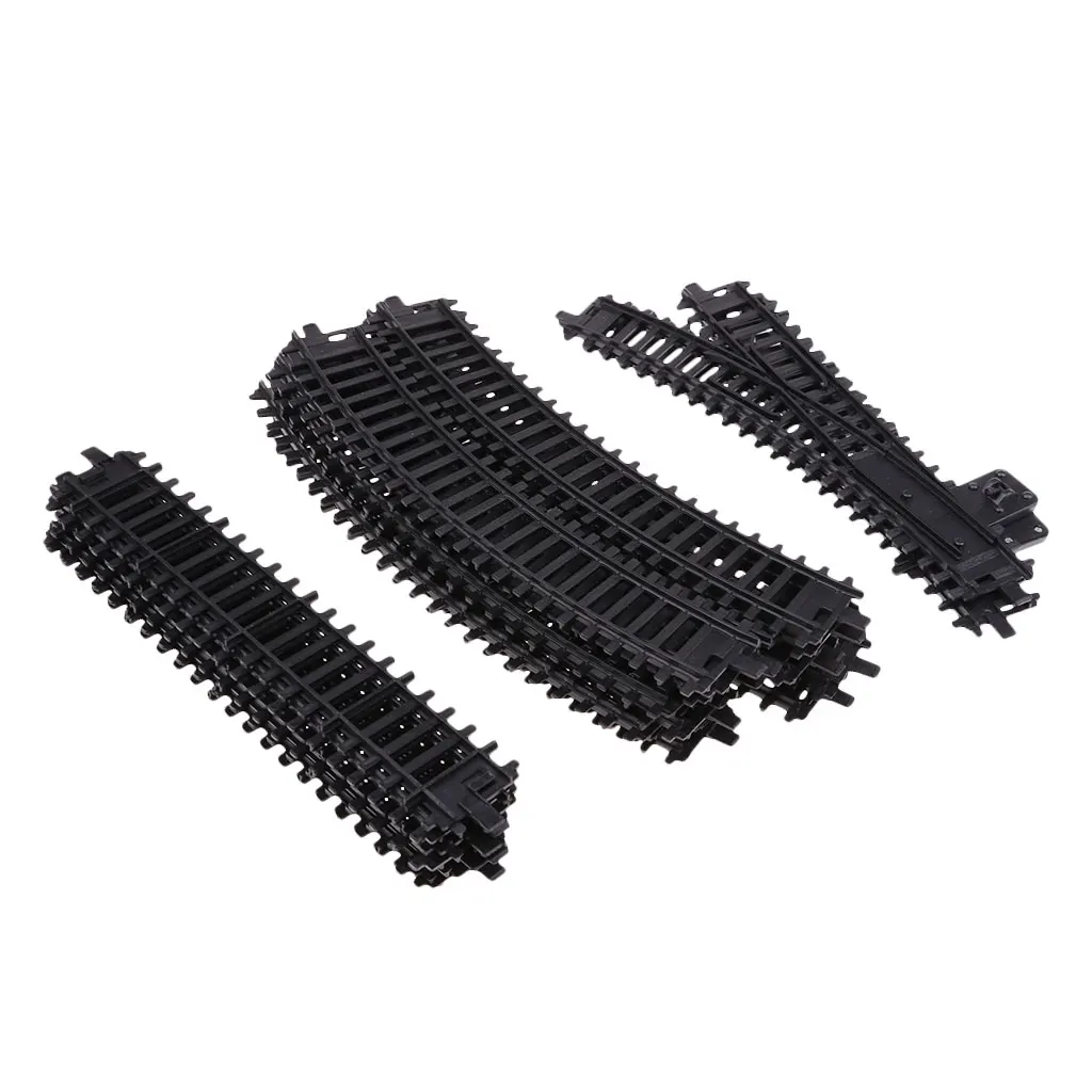 

26x Plastic Model Train Roadway Scene Building Oval/Straight/Switch Left Rail Track HO 1/87