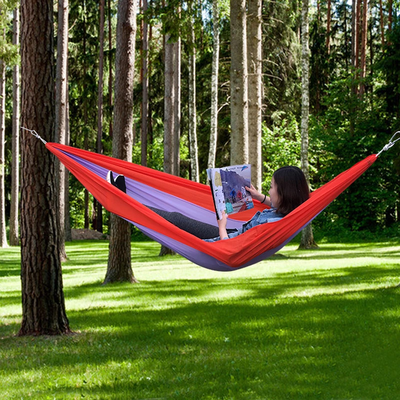 

Outdoor Parachute Cloth Single Double Hammock Portable Camping Hunting Hanging Bed Outdoor Furniture Swing Dormitory Soft Bed