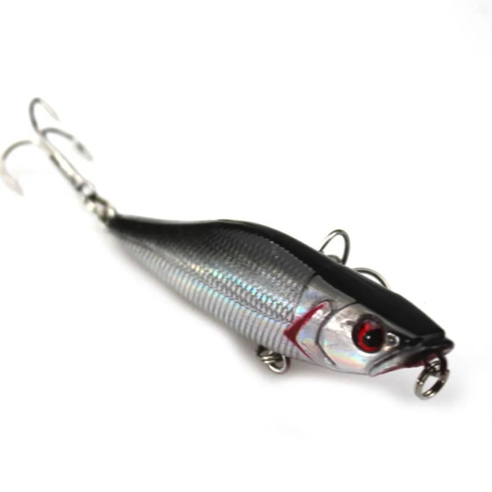 1PCS Fishing Lure Popper Bait with Barbed Hook Fishing Tackle 7cm 7.2g Lifelike 3D Eyes Fake Lure Saltwater Popper Fishing