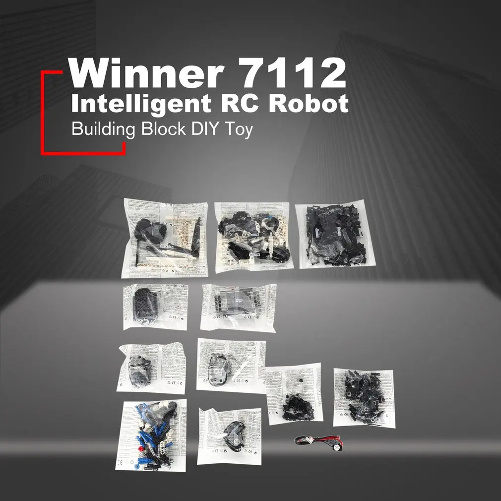 DIY Забавный RC умный электрический RC автомобиль робот игрушки победитель 7112 2,4 г строительный блок разобранный автомобиль роботы комплект