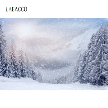 

Laeacco Winter Backdrops Heavy Snow Pine Forest Way Child Portrait Shiny Natural Scenic Photo Backgrounds Photocall Photo Studio