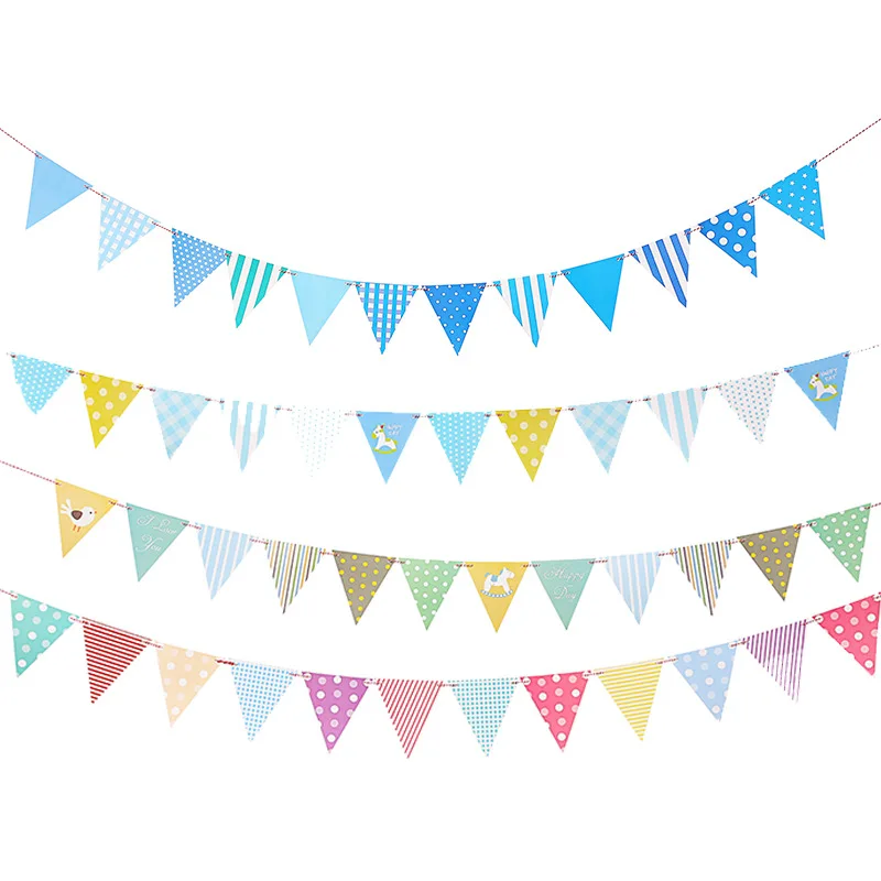 

2.5M Paper Fabric Banners Wedding Bunting Decor Birthday Party Baby Shower Garland Decoration