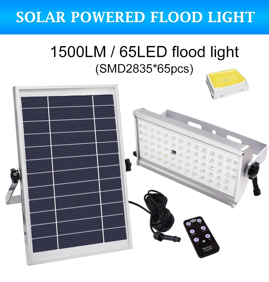 

65 Leds Solar Lights 1500lm Two Working Mode With Remote Control Motion Sensor Light Outdoor Garden Waterproof Lamp Lighting