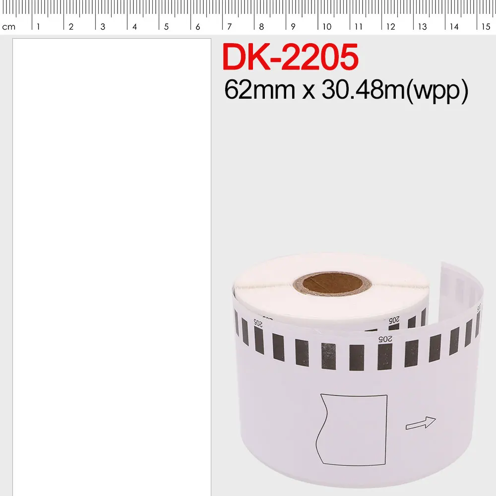 5 رولز الأخ متوافق DK-22205 dk22205 التسمية لاصق الباركود المستمر طول ورقة الشريط التسمية اكسبرس سوبر ماركت ورقة