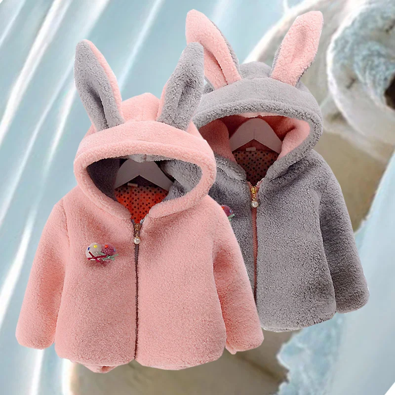 

Boy Girls Clothes Jackets Coat Quality Warm Sheep Lamb Velvet Childr Hooded Outerwear Thickening 1-4 Y Child Clothing Hot Sale