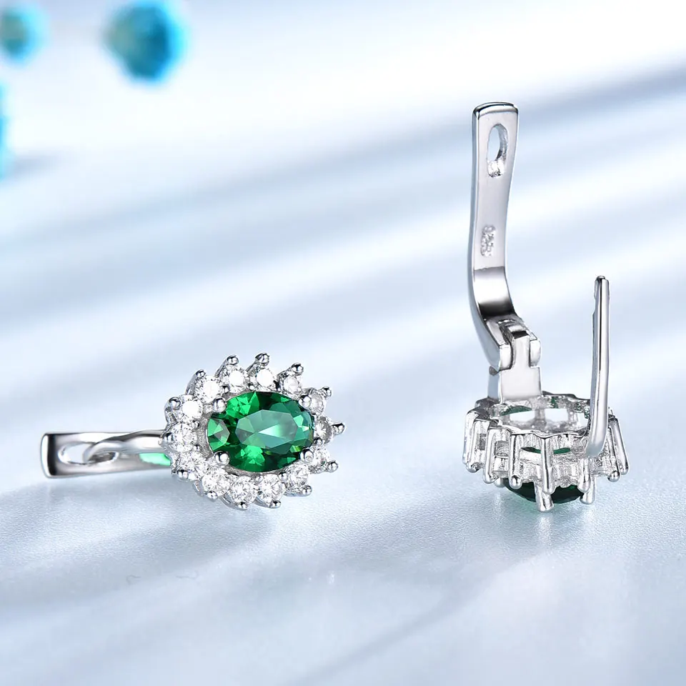 Серьги клипсы женские из серебра с изумрудом|Серьги-клипсы| |