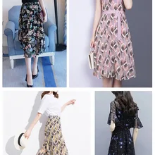 Шифоновая набивная ткань Фея маленькая свежая тонкая юбка с принтом одежда летняя новая красивая 1 м