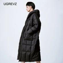 Women Loose Long coat Down Winter Warm Jacket Female Plus Size Overcoat Winter Jacket Women New Stitching Hooded Parka