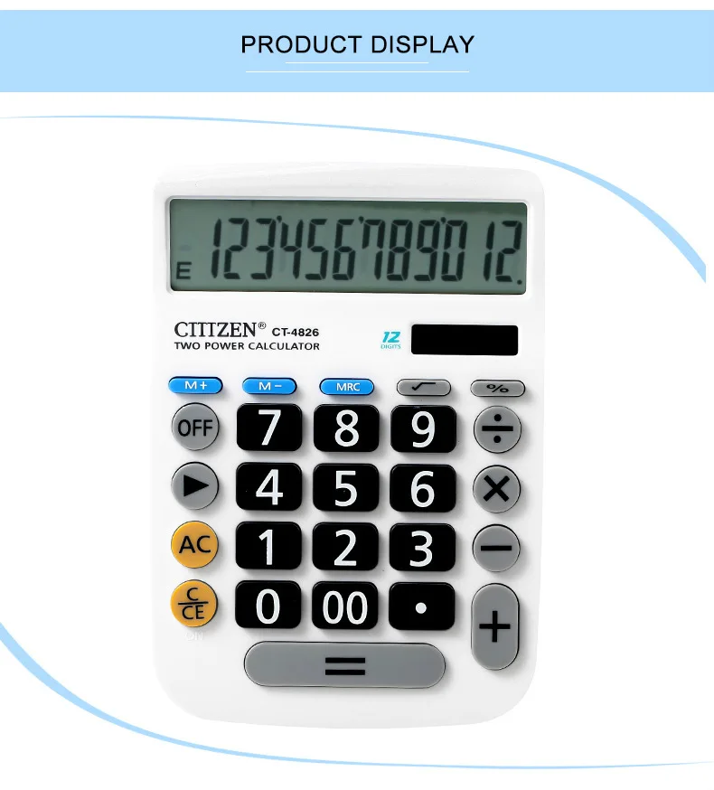 Электронный калькулятор с большими кнопками Larg DisplayComputer двойной солнечной энергии Настольный расчетная машина ручной