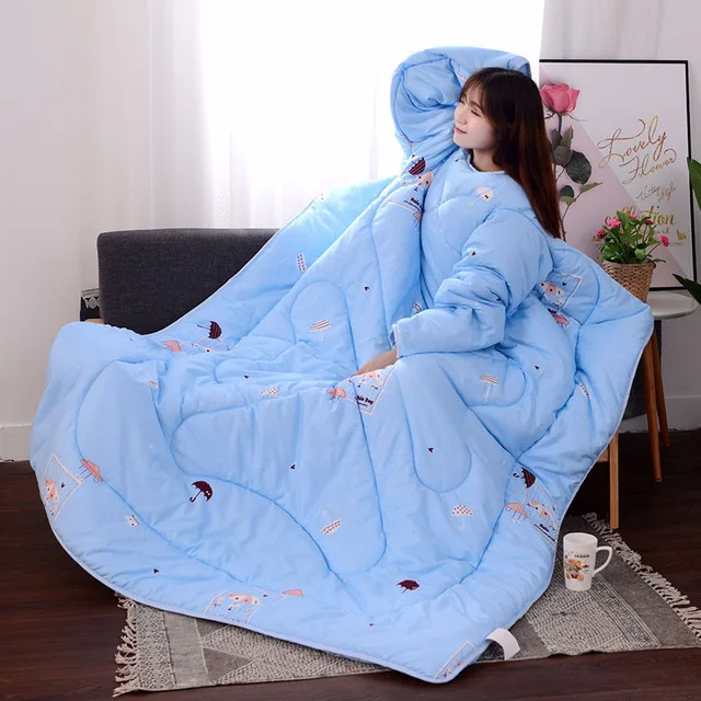 19 стилей,, зимнее «ленивое» одеяло с рукавами, семейное одеяло, накидка, накидка, Флисовое одеяло, покрытое одеяло для общежития - Цвет: BLUE umbrella