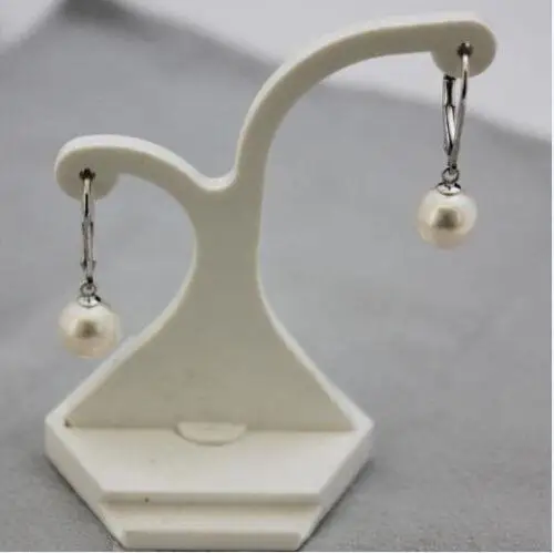 

free shipiing PERFECT ROUND WHITE 9-10 MM AAA++ SOUTH SEA PEARL DANGLE EARRING 925silver