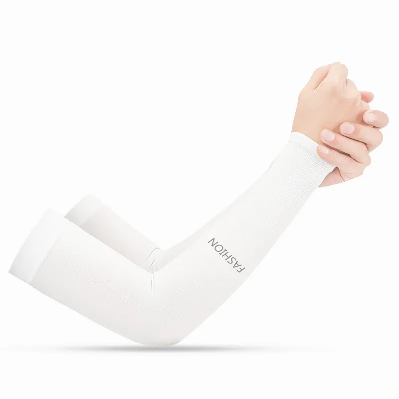 Дышащая быстросохнущая Защита от солнца УФ рукав для рук для спорта на открытом воздухе лед шелк солнцезащитный крем длинные перчатки уличная белая рука грелка - Цвет: White Fingerless