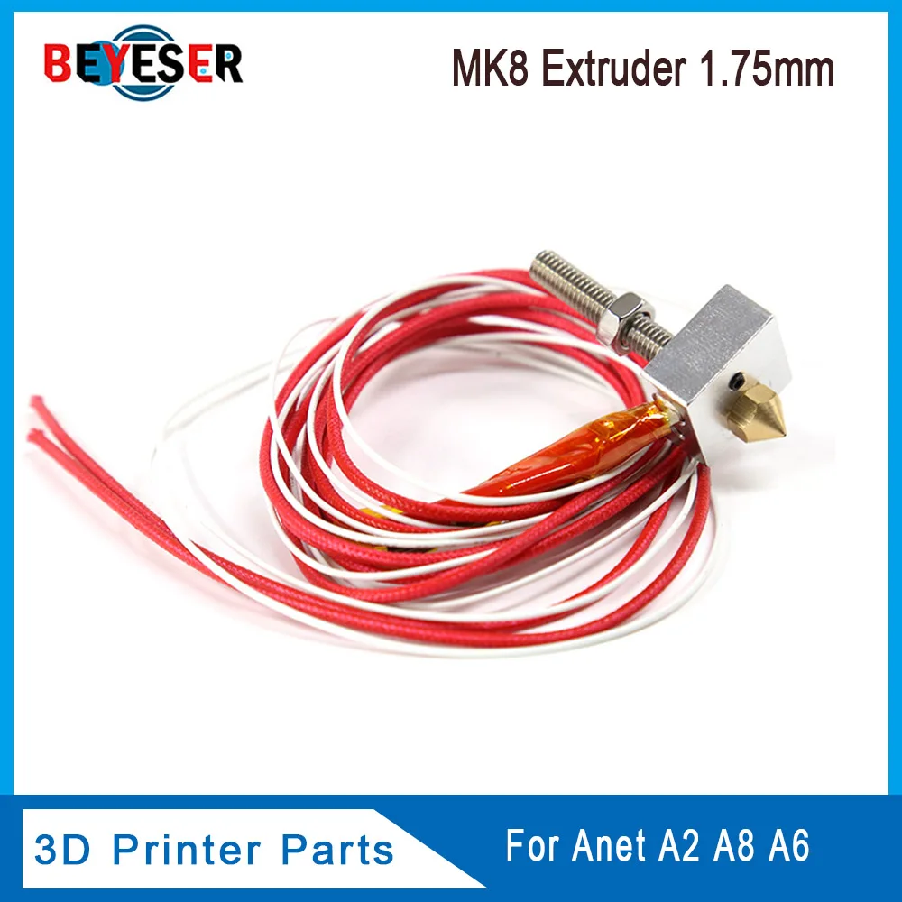 cheap ANET A8 A6 MK7 MK8 Extruder Hotend Kit With M2 Wrench 3D Printer Heated Block+Throat+1.75mm 0.4mm Nozzle+Cartridge Heater Kit 2