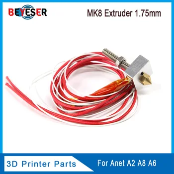 

ANET A8/A6 MK7/MK8 Extruder Hotend Kit With M2 Wrench 3D Printer Heated Block+Throat+1.75mm/0.4mm Nozzle+Cartridge Heater Kit 2