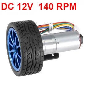 

UXCELL 1Pcs DC 12V 600 / 220 / 140RPM Encoder Gear Motor with Mounting Bracket 65mm Wheel Kit 1 set for Smart Car Robot DIY
