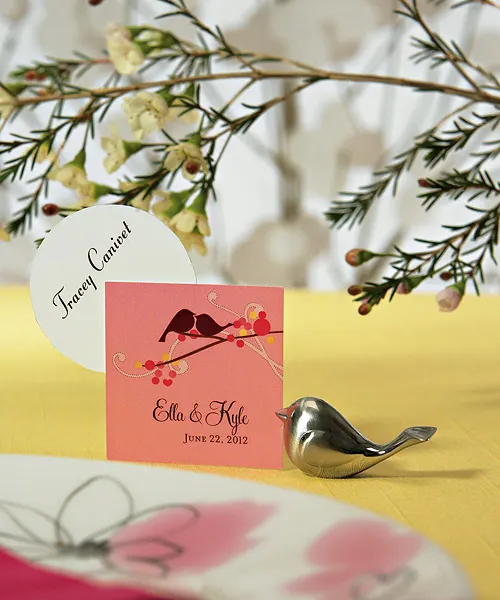 Свадебные украшения-держатель для карт Love Bird с матовой серебристой отделкой