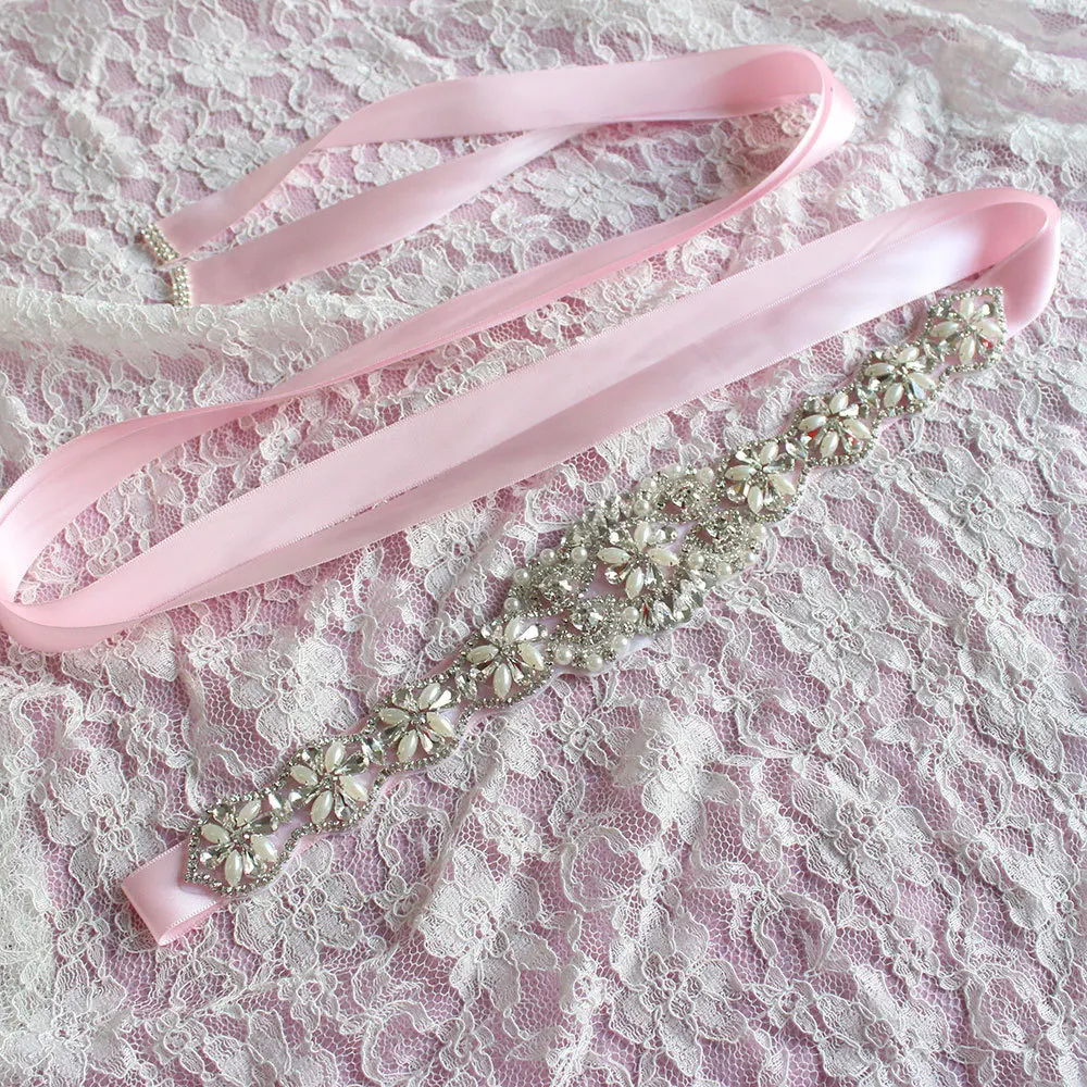 Хрустальные жемчужные свадебные Ремни цвета атласные Стразы Свадебный ремень