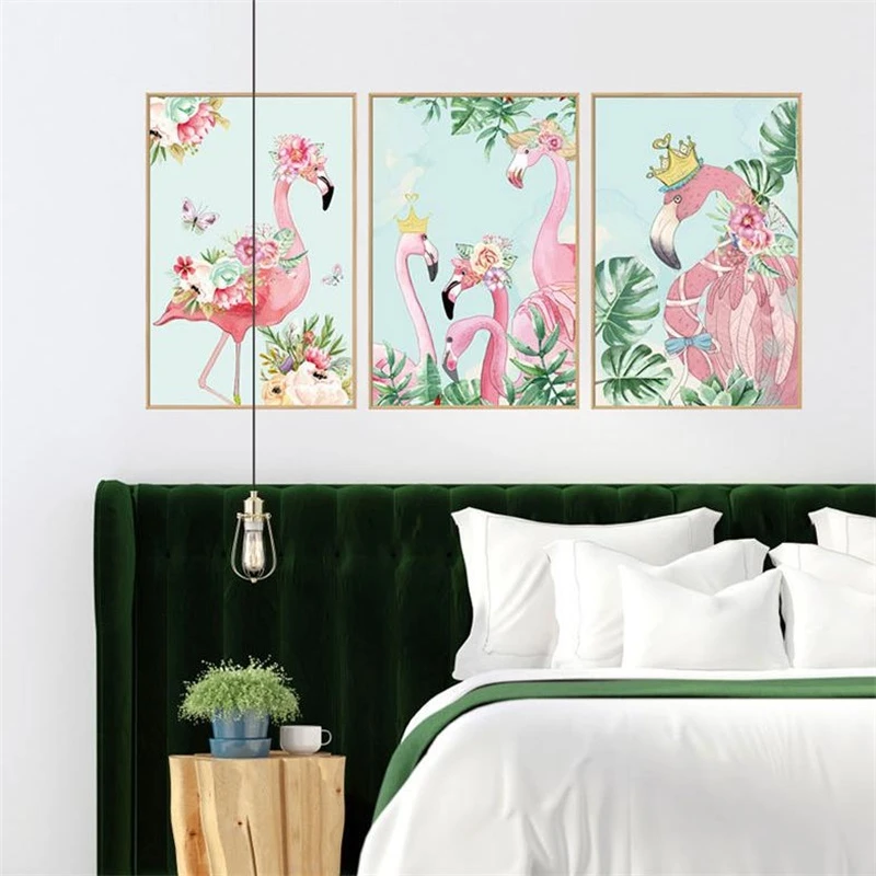 Flower Tropical Flamingo Wall Sticker 3d Fake Window Pink Girls Baby Room Summer Bathroom Home Decor Living Room Picture Sticker Wall Stickers Aliexpress
