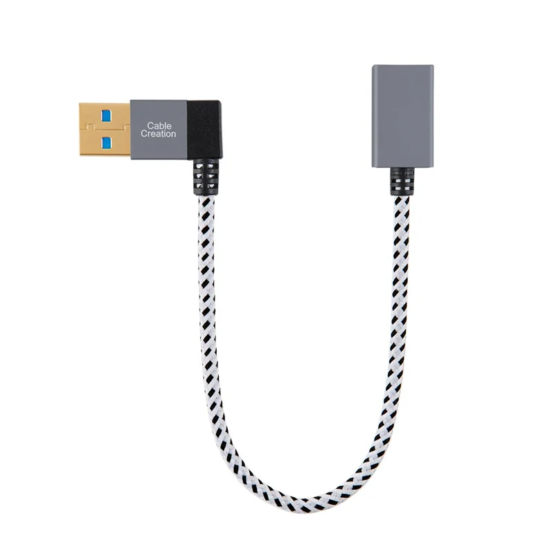 Короткий USB 3,0 Удлинительный кабель, прямой угол USB 3,0 штекер-f-удлинитель, совместимые флеш-накопители, клавиатура, сканеры, 1 фут