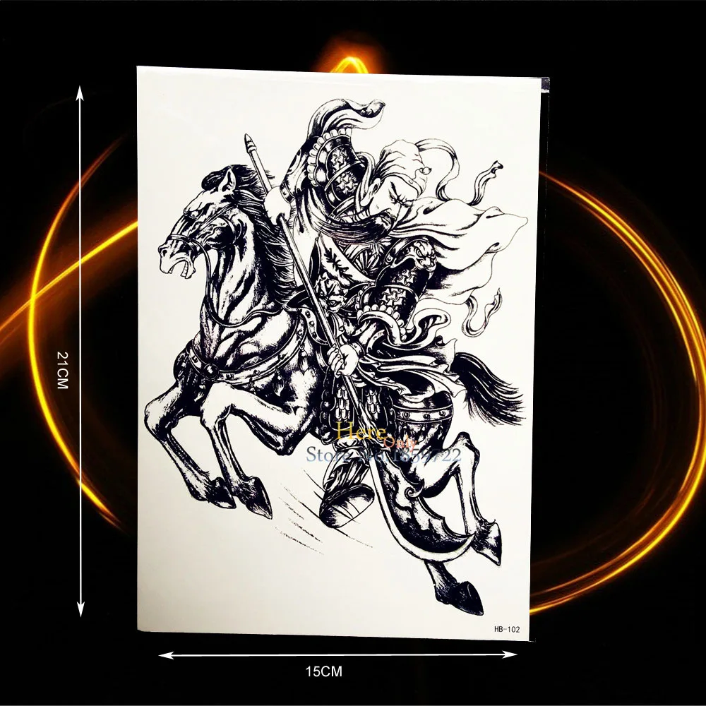 

Trooper Designs Fake Flash Temporary Tattoo Stickers Dark Knight Waterproof Tattoo Cavalry Steed Battle Steed War Horse Tatoos
