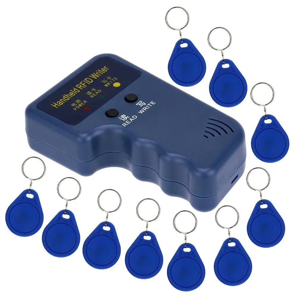 

Handheld 125KHz RFID ID Card Writer/Copier Duplicator + 10pcs Writable EM4305 Key Cards Hot sale