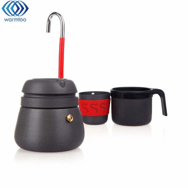 

2 Cups Coffee Maker Pot Camping Hiking Coffee Stove 350ml Portable Outdoor Aluminium Alloy Coffee Pot With Cafe Tools