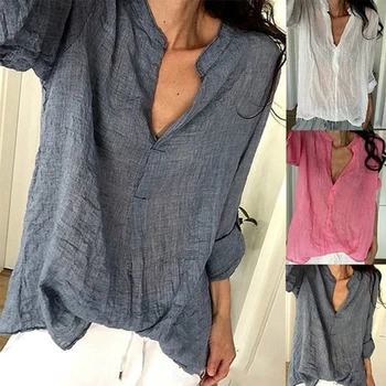 

Women Casual Blouses 2019 Fashion V Collar Long Sleeves Loose Shirt Blouse Blusa Feminina Clothing Pus Size
