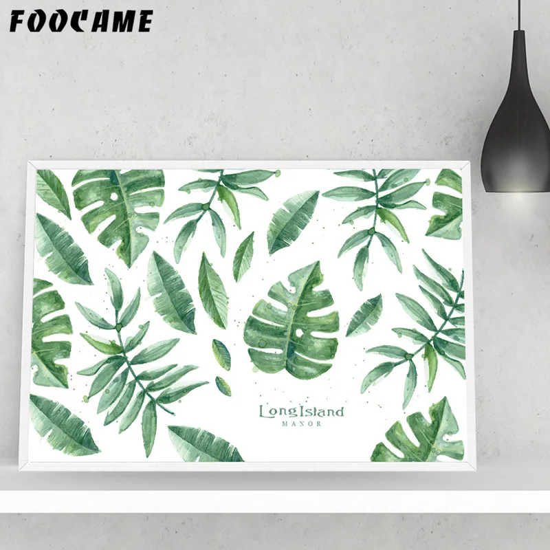FOOCAME Watercolor Tropical Plants Monstera Leaf Posters and Print Art Canvas Painting Home Decor Wall Pictures For Living Room | Дом и сад