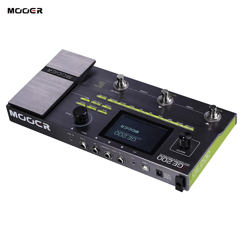 

MOOER GE200 Guitar Pedal Amp Modelling & Multi Effects Pedal 55 Amplifier Models 70 Effects 52s Looper 40 Drum Patterns