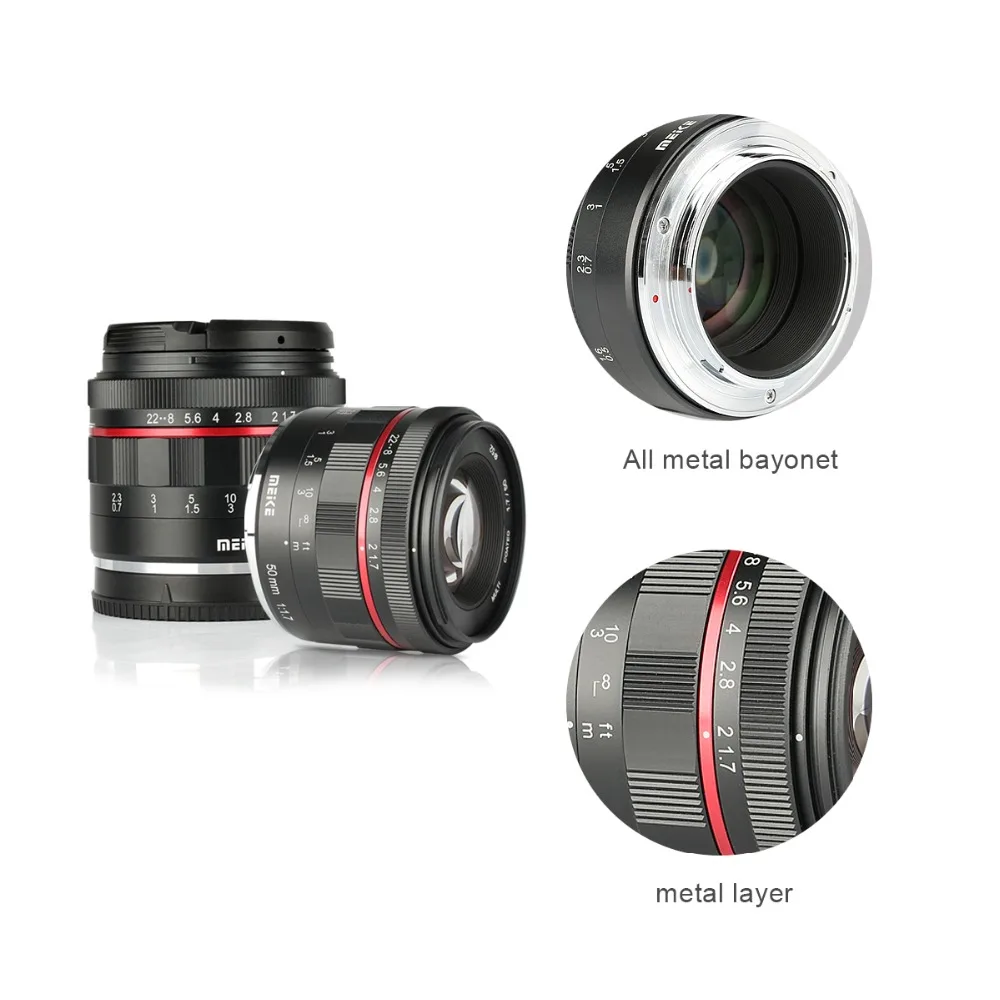 Meike MK 50 мм f/1,7 объектив с большой апертурой ручной фокусировки для sony E-mount беззеркальная камера a6300 A6000 A5100 с полными кадрами/APS-C
