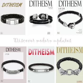 

Woven Leather Cuff Bracelets Ball with Toggle Crap, 2018 New Silver Fashion Jewelry Punk Gift for Men Boy Women Girls