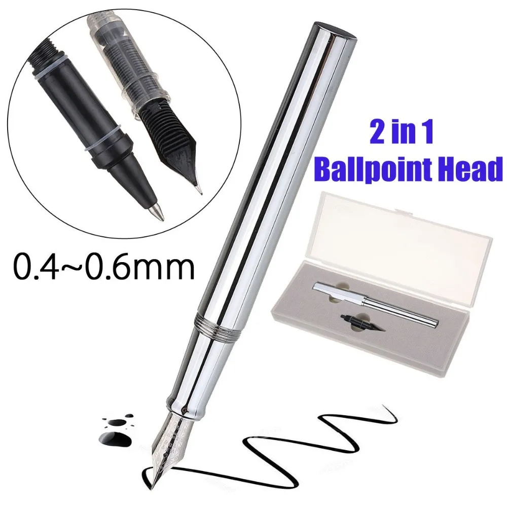

1pc 0.4~0.6mm Fountain Pen Transparent Acrylic 2 in 1 Fine Nib Replaceable Fountain Pen for School Office Luxury Gift Pens