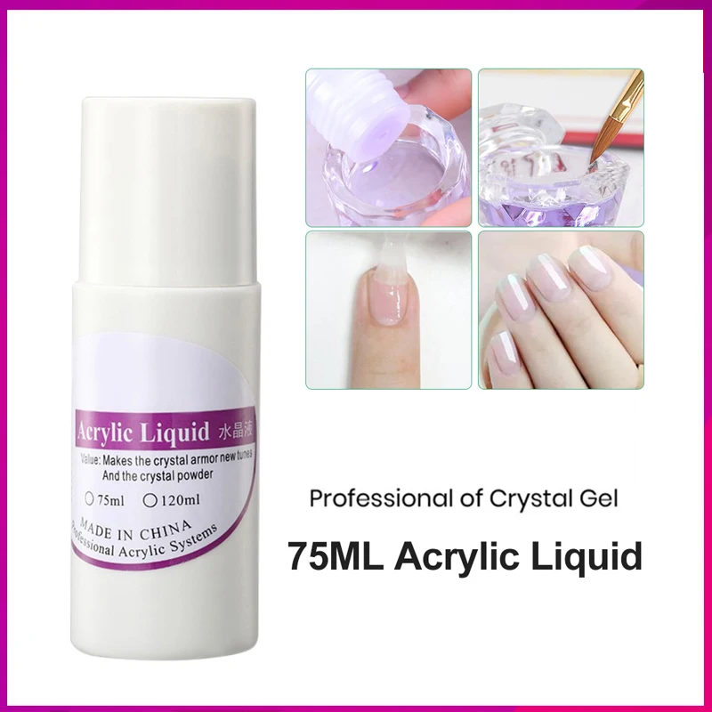 

75ml Pro Acrylic Monomer Crystal Nail Liquid Crystal Liquid Crystal Sculpture Nail Polish Tools For Manicure Nail Salon DIY