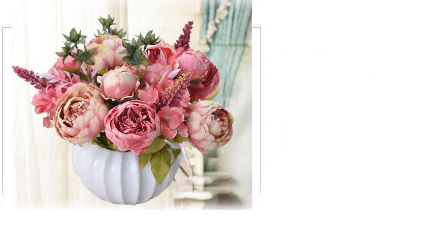 Современная керамическая бутылка в виде тыквы ваза+ Шелковый цветок набор домашнего интерьера ремесло украшение гостиной рабочего стола ремесла Цветочная композиция