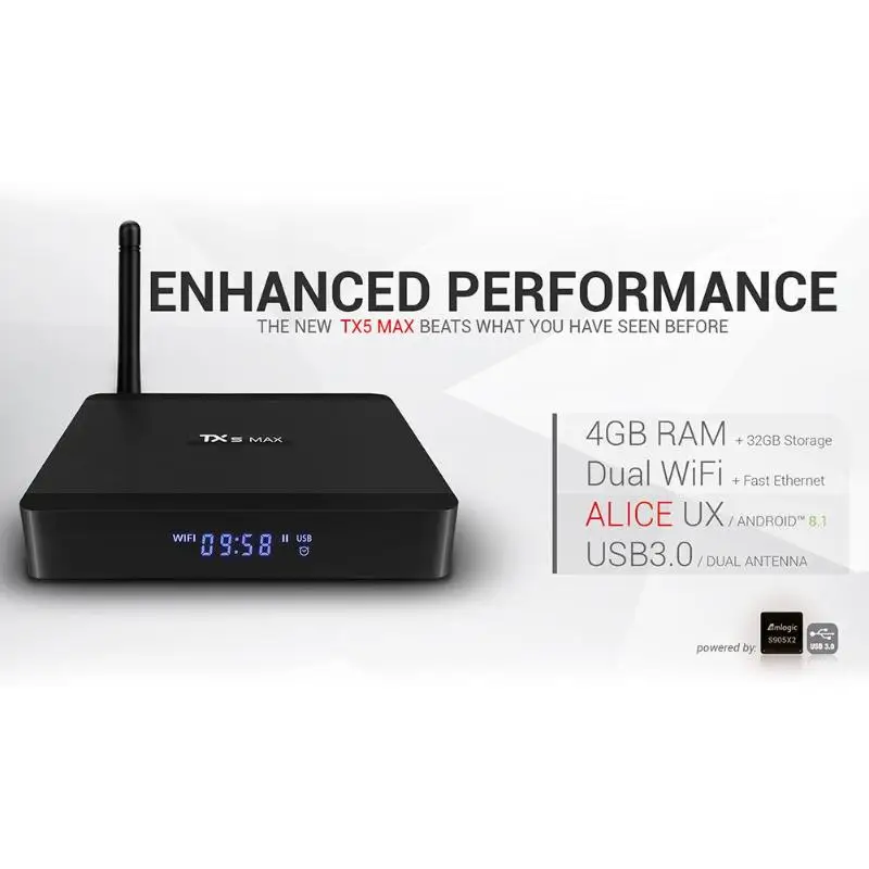 TX5 Max tv Box 4K HD Android 8,1 4+ 32GB 2,4G/5G WiFi BT4.2 медиа стример