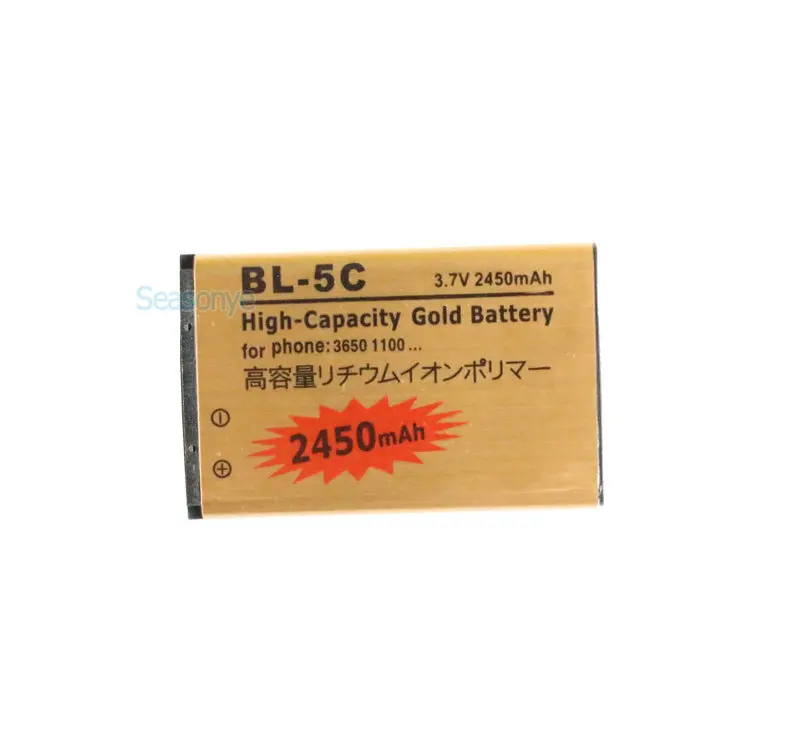 Seasonye 3x2450 мАч BL-5C BL5C BL 5C золотистый сменный аккумулятор+ Универсальный Зарядное устройство для Nokia C2-06 C2-00 X2-01 1100 6600 1000