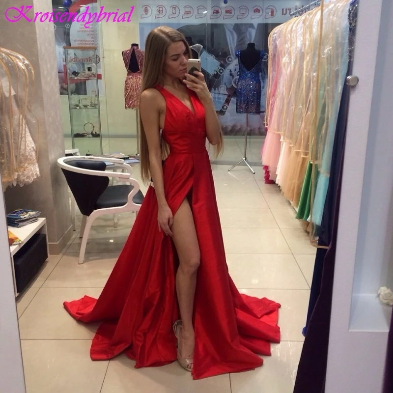 

SQM058 Custom Made Beautiful A Line Evening Dresses Simple Dresses Prom Robe De Soiree longue 2019 China Alibaba V-Neck