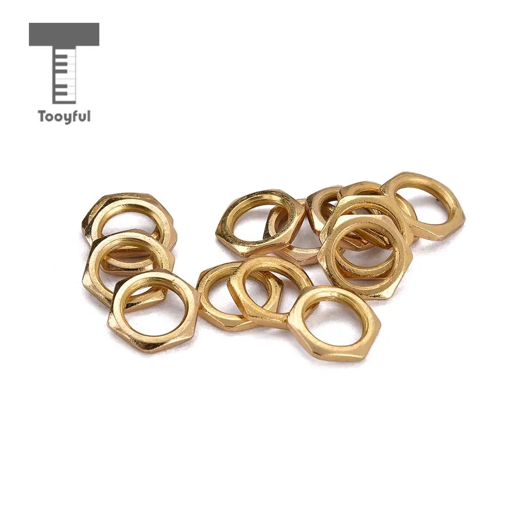 Tooyful 50 Pack Guitar Bass Jack Socket Nut Thin Nut for Guitar Parts Accessories 8mm Diameter