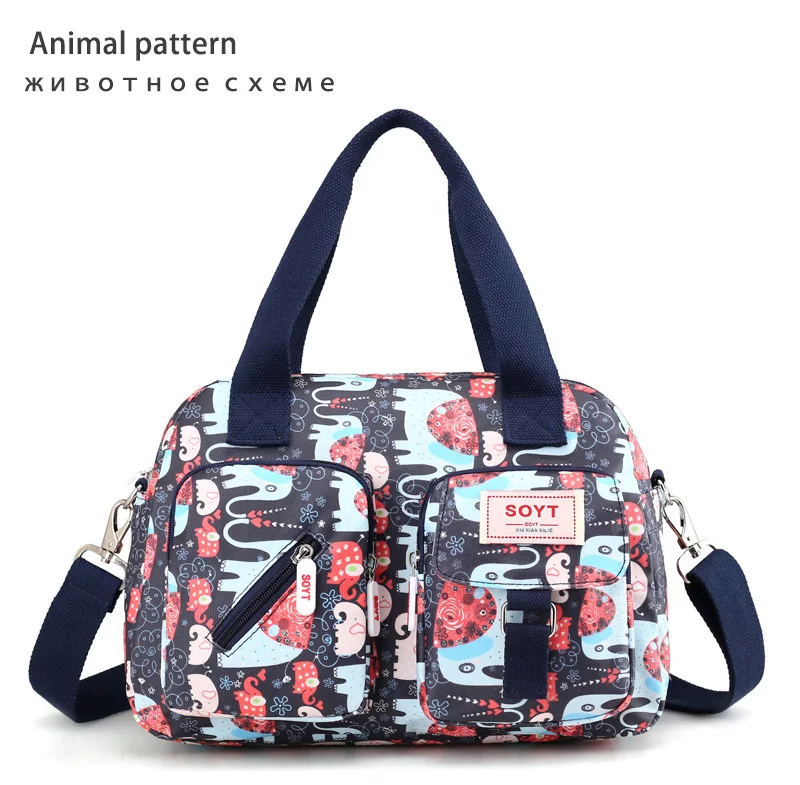 Новые многослойные Нейлоновые женские сумки через плечо Модные простые сумки для девочек сумки-мессенджеры с цветочным принтом сумки