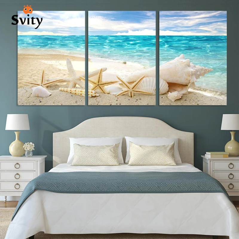 

3 Pieces Of Wall Art Deco Seaview Sea Shells Modern Fashion Picture Print On Canvas Painting Paintings Home Decoration F175