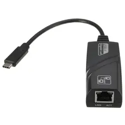 Порт type-C для RJ45 Gigabit Ethernet LAN Сетевой кабель USB 3,1 адаптер Черный