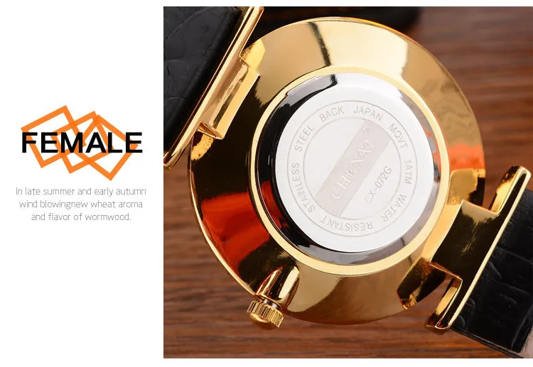 2018 новый бренд алмаз кварцевые часы любителей часы для женщин мужчин платье кожа наручные CHENXI модные повседневное часы золото
