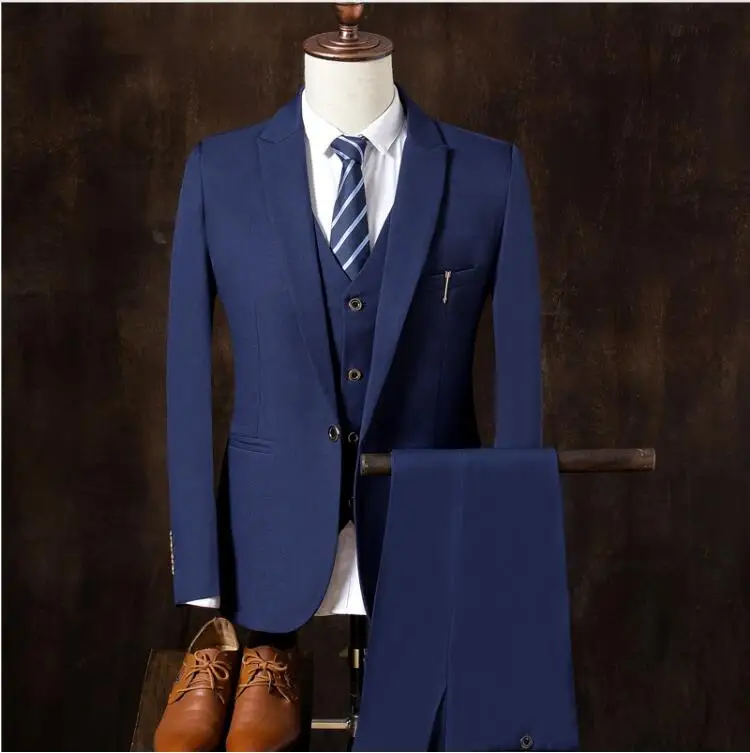 (Куртка + жилет брюки для девочек) 2019 костюм Homme Новая мода Бизнес шерстяной для мужчин повседневное высокое качество одной пуговиц