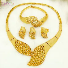 Liffly Dubai conjuntos de joyería nupcial oro moda África cuentas conjunto de joyas regalo de boda nigeriano conjunto de joyas para mujeres(China)