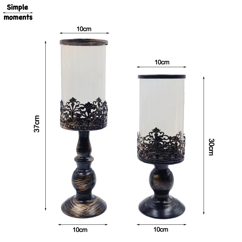 Простой моменты черный Винтаж Стиль подсвечник украшения дома подсвечник Свадебные украшения свечи Фонари