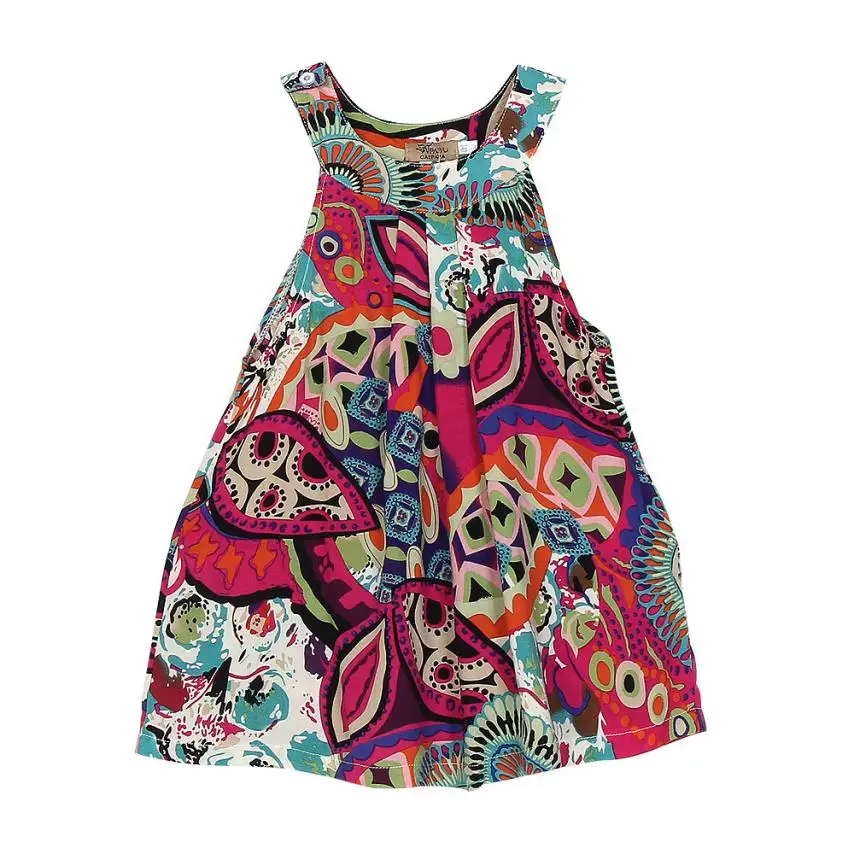 

Summer Indian style girl dress 2018 printed cartoon girl dress national style baby girls dresses Vestido de verano chica 2T-10T