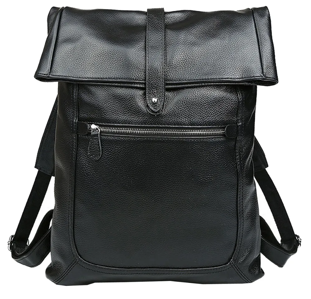 

Multifunctional Genuine Leather Backpack Men Backpack Fashion Male School Backpack Travel Bag Large Leather rucksack Big Black