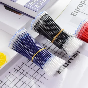 

100pcs/set 0.5mm Gel Pen Refill Needle Tip Signature Rod Black Blue Red Ink Refill Replacement Value for Office School Writing