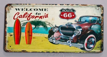 

1 pc Route 66 surfing beach old cars plaques Tin Plate Sign wall man cave Decoration Poster metal vintage retro shabby decor